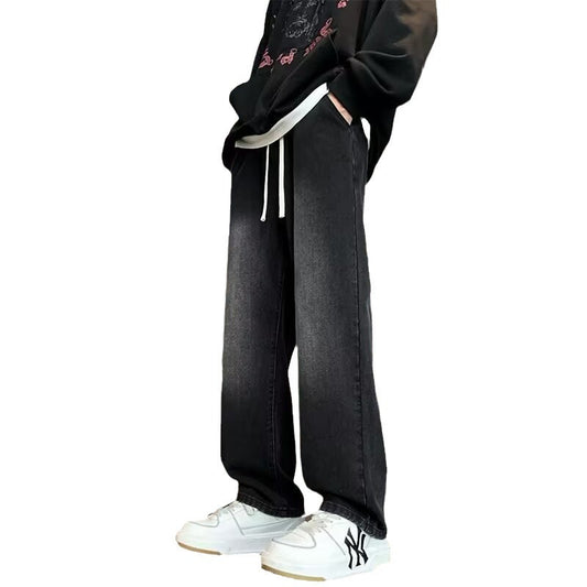 Japanese-style Drawstring Elastic-waist Jeans For Men