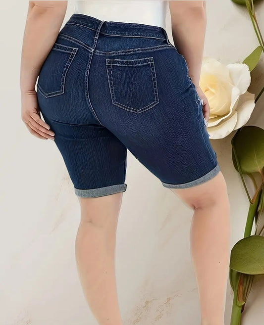 Ladies Denim Cropped Ripped Pants