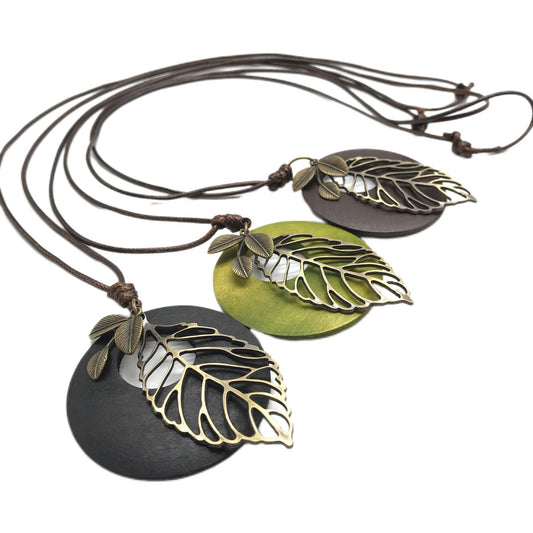 Ladies Hollow-Out Leaf Long Sweater Chain