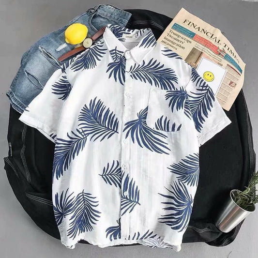 Summer Retro Short Sleeve Beach Vacation Shirt For Ladies