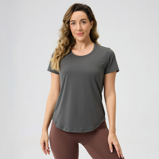 Ladies Breathable Bare-Look Yoga Short-Sleeve Top