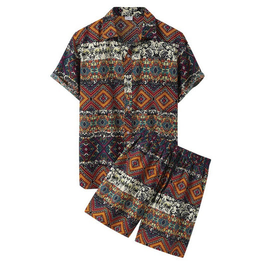 Men's Youth 3D Casual Beach Pants And T-shirt Suit (Set)