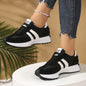 Stripe Lace-up Sneakers Ladies Thick Bottom Casual Shoes (Breathable)