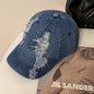 Summer Korean Style Denim Old Ripped Peaked Cap