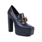 Ladies Snake-print Block-heel Shoes With A Square Toe Chunky Heel