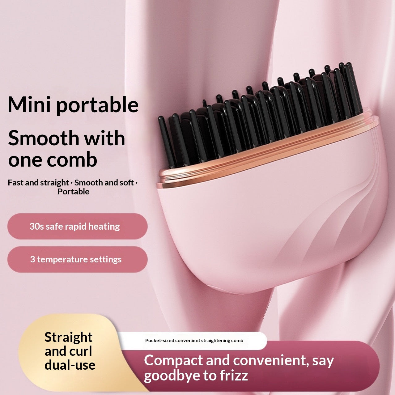 New Mini Portable Hair Straightener Comb