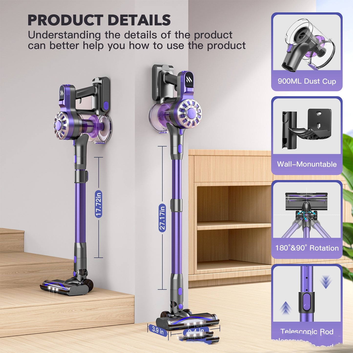 Household Portable Telescopic Vacuum Cleaner