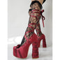 High-heeled Strappy Platform Chunky-heel Plus-size Ladies Pumps