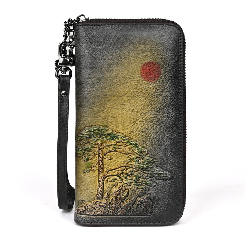 Ladis Leather Wallet Long Rising Sun