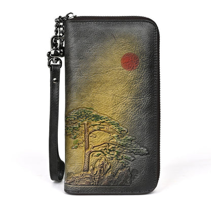 Ladis Leather Wallet Long Rising Sun