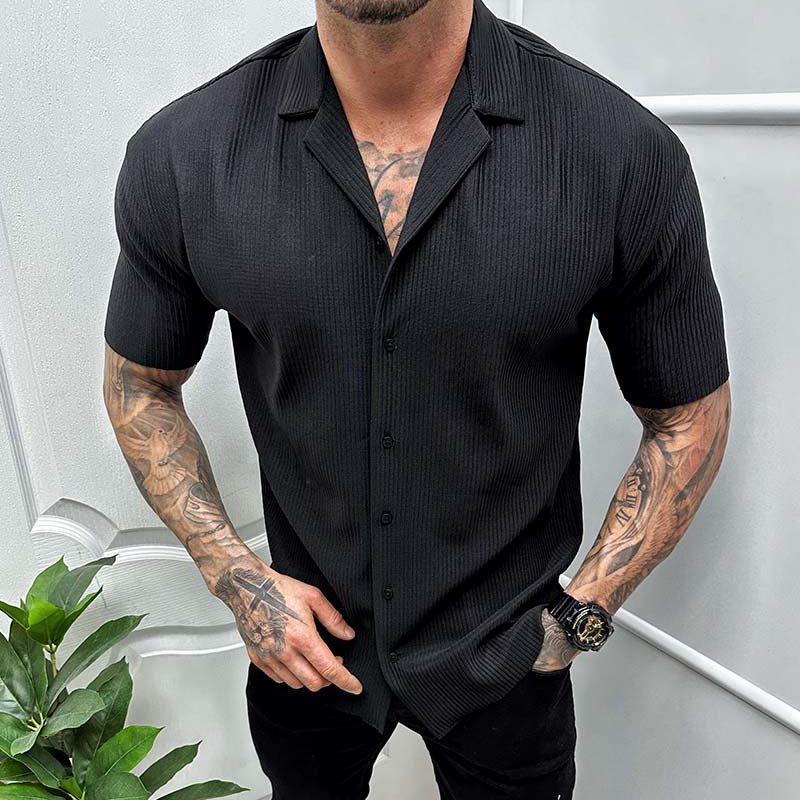 Men's Cardigan Solid Color Short Sleeve T-Shirt