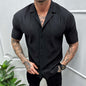 Men's Cardigan Solid Color Short Sleeve T-Shirt