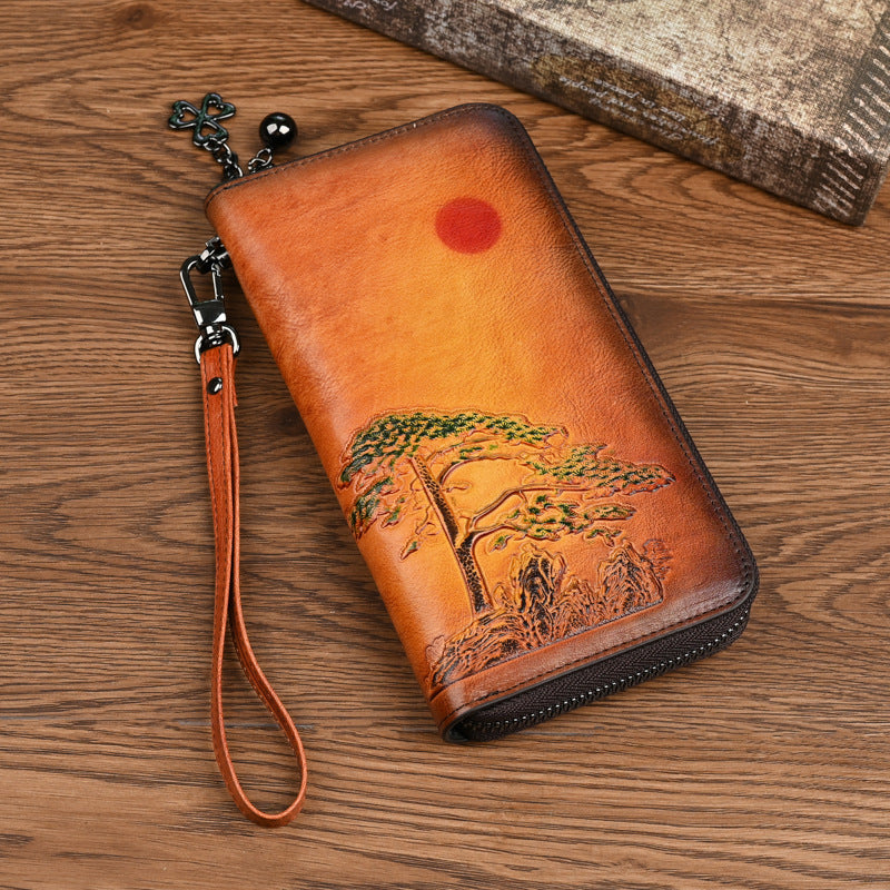 Ladis Leather Wallet Long Rising Sun