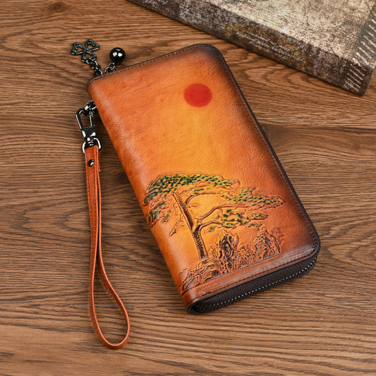 Ladis Leather Wallet Long Rising Sun