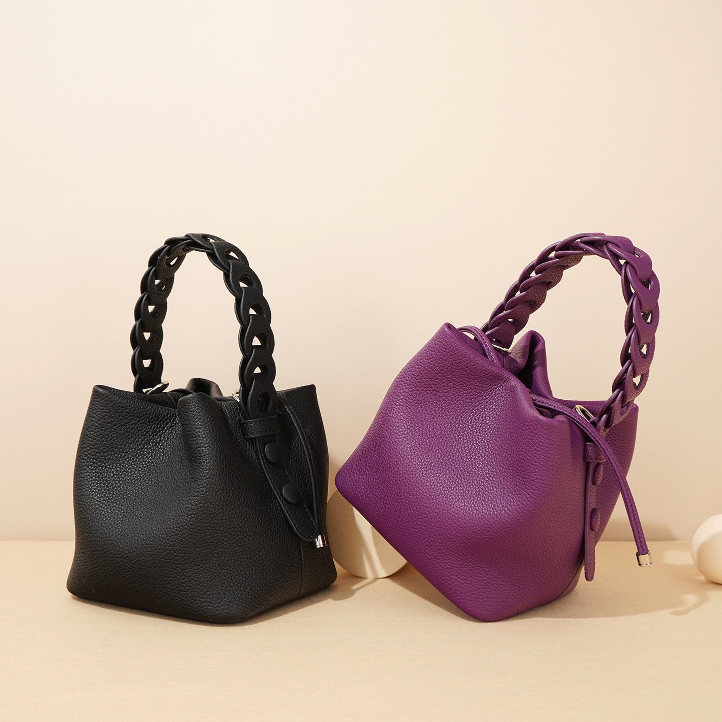 Cowhide Bucket Purse Bag For Ladies (Leather )