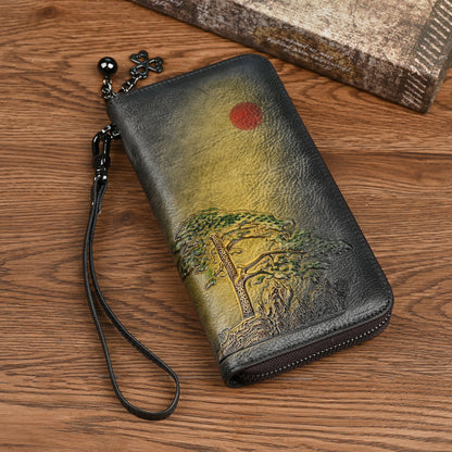 Ladis Leather Wallet Long Rising Sun