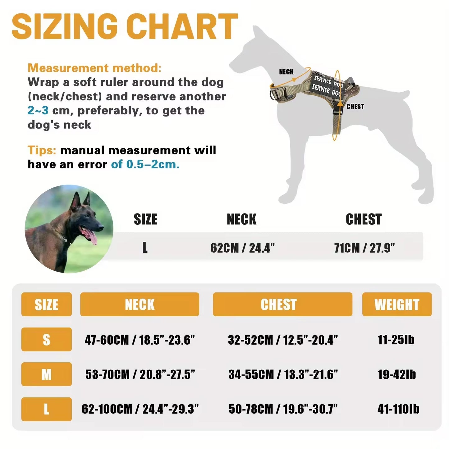 Tactical Service Dog Harness With Handle, No-Pull Adjustable For Easy Walking And Training (US Only)