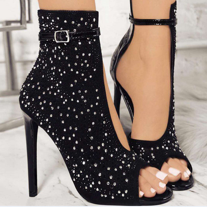 Stiletto-heeled Rhinestone-embellished Ladies Shoe