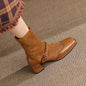 New Autumn Ladies Boots Square Toe Chunky Heel Vintage Style