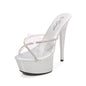 European  Style Fashionable Nightclub Stiletto-Heel Rhinestone Slippers For Ladies
