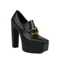 Ladies Snake-print Block-heel Shoes With A Square Toe Chunky Heel