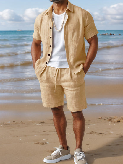 Men's Casual Linen Loose-Fit Button-Up Shirt