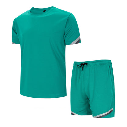 Large Size Suit Men's Casual, Breathable And Comfortable Thin Style Short and T-shirt (Set)
