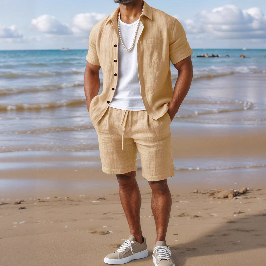Men's Casual Linen Loose-Fit Button-Up Shirt