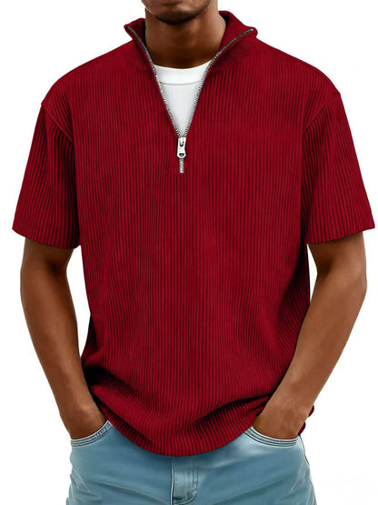 Summer Men's Casual Collar Short-sleeved Shirt With Zipper