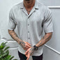 Men's Cardigan Solid Color Short Sleeve T-Shirt