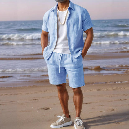 Men's Casual Linen Loose-Fit Button-Up Shirt
