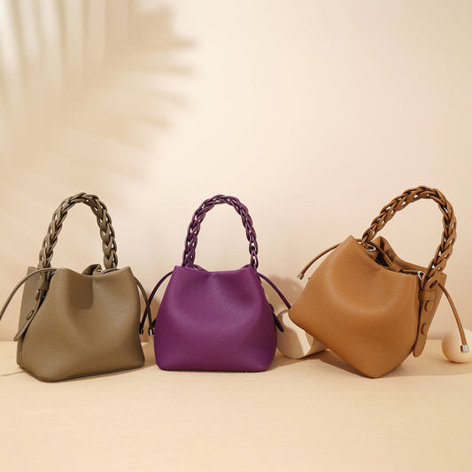 Cowhide Bucket Purse Bag For Ladies (Leather )