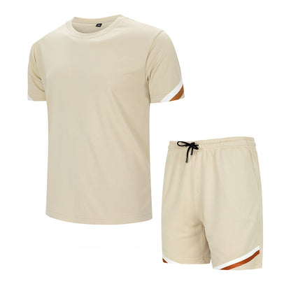 Large Size Suit Men's Casual, Breathable And Comfortable Thin Style Short and T-shirt (Set)