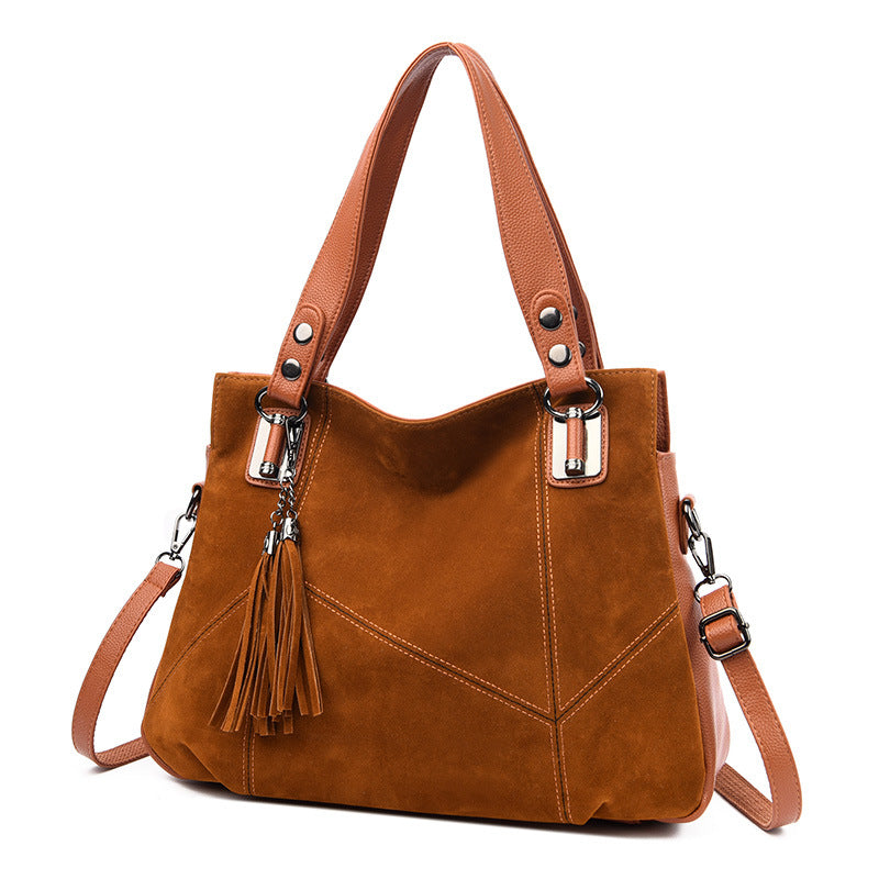 Ladies Retro Tassel Zipper Suede Purse Bag