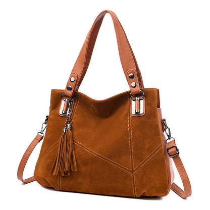 Ladies Retro Tassel Zipper Suede Purse Bag