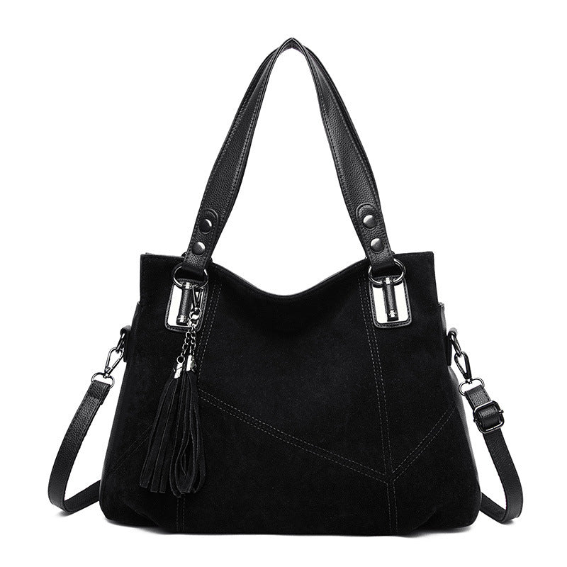 Ladies Retro Tassel Zipper Suede Purse Bag