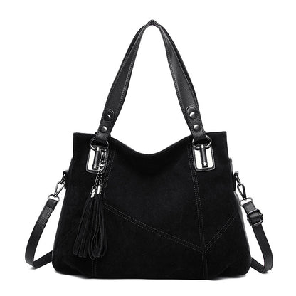 Ladies Retro Tassel Zipper Suede Purse Bag