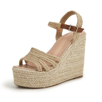 European  Woven Hemp Rope Strap Ladies Shoes