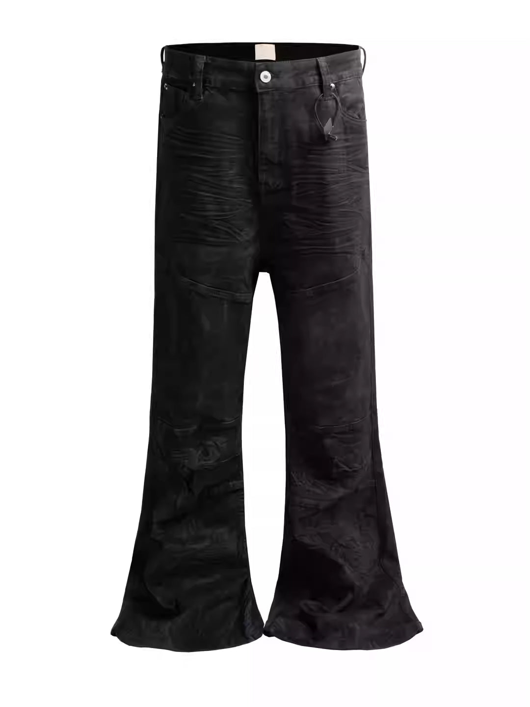 Raw-edge Slim-fit Pleated Slightly Flared Denim Jeans