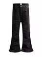Raw-edge Slim-fit Pleated Slightly Flared Denim Jeans