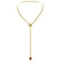 Stainless Steel 18K Slide Chain Heart-shaped Ring Cuba Long Necklace (For Lady)