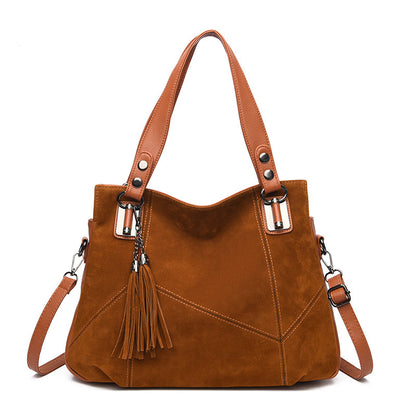 Ladies Retro Tassel Zipper Suede Purse Bag