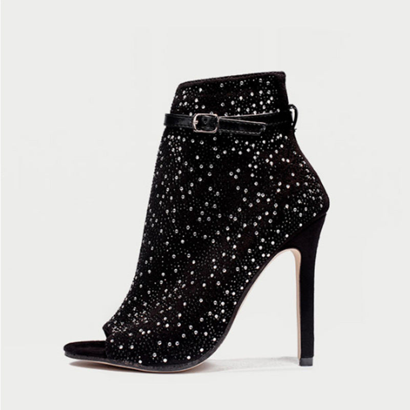 Stiletto-heeled Rhinestone-embellished Ladies Shoe
