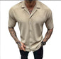 Men's Cardigan Solid Color Short Sleeve T-Shirt