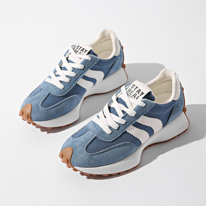 Stripe Lace-up Sneakers Ladies Thick Bottom Casual Shoes (Breathable)