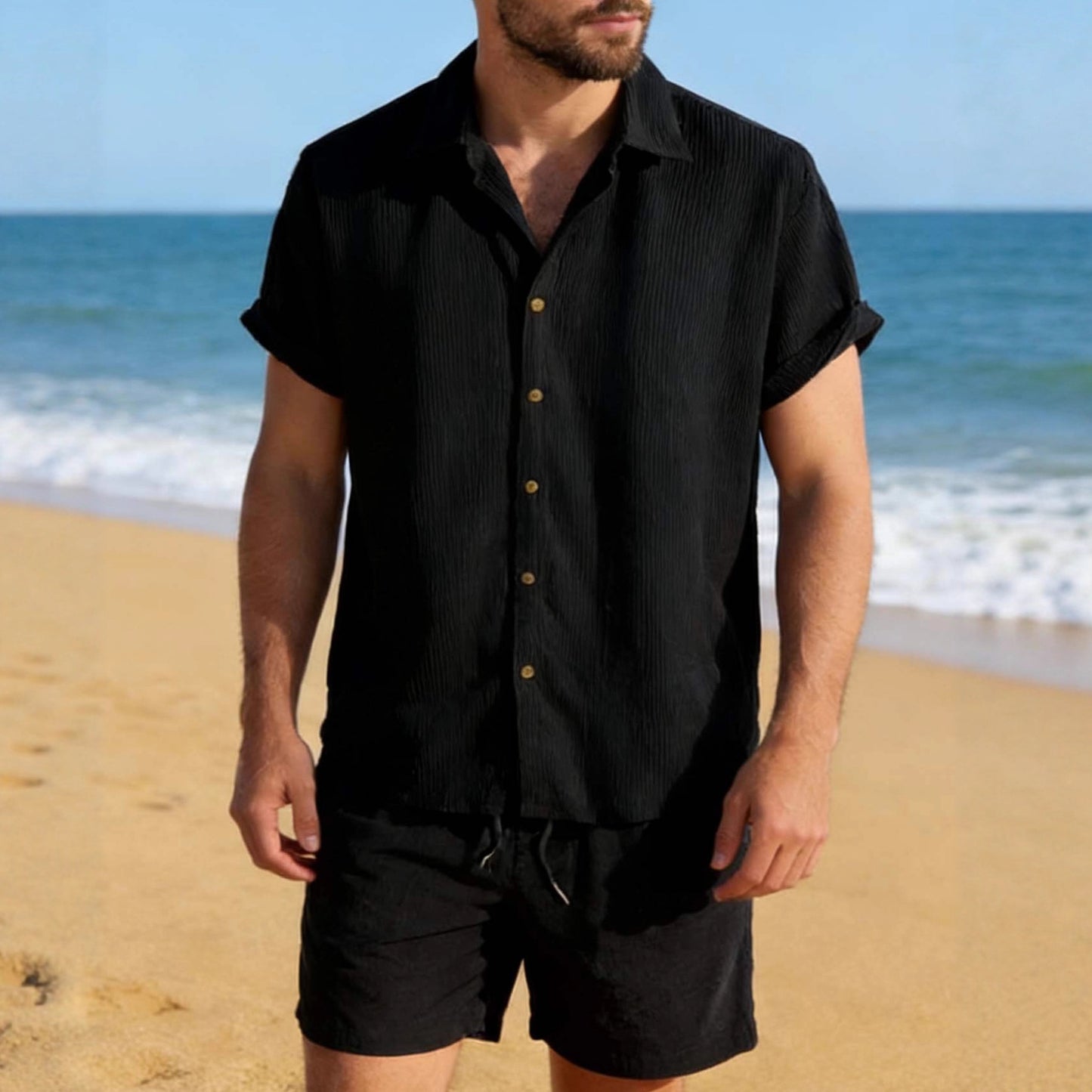 Men's Casual Resort Shorts And Shirt  (Set)