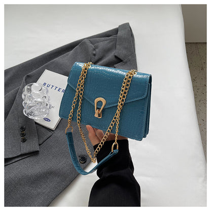 Crocodile-Print Chain Crossbody Purse Bag For Ladies