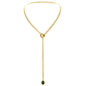 Stainless Steel 18K Slide Chain Heart-shaped Ring Cuba Long Necklace (For Lady)
