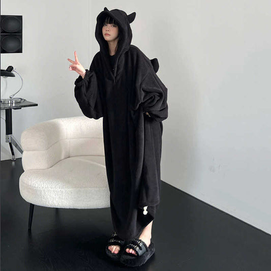 Plus Size Cute Little Devil Black Island Velvet Set