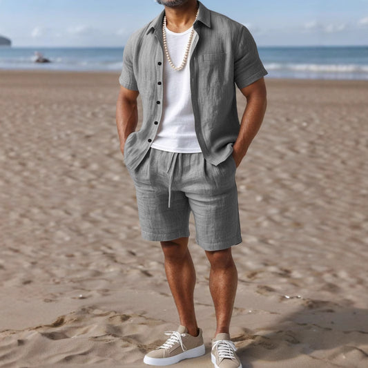 Men's Casual Linen Loose-Fit Button-Up Shirt